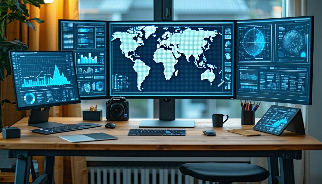 Modern workspace with digital tools symbolising innovation