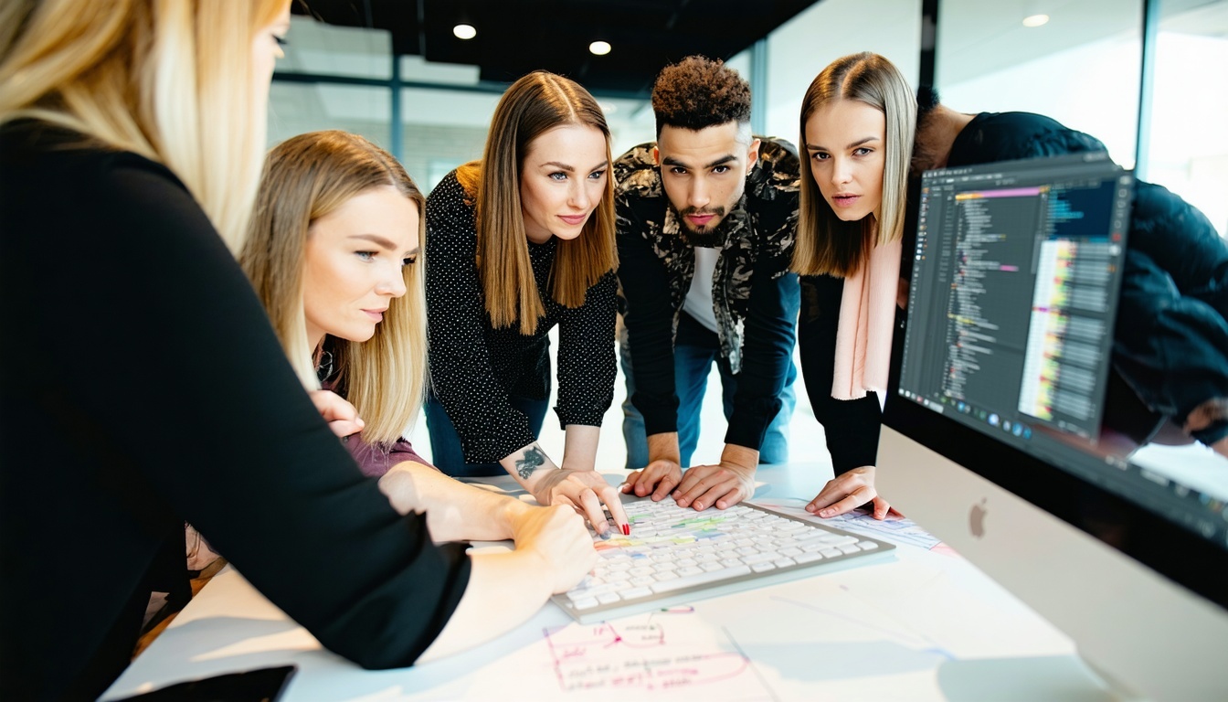 Team collaborating on a digital project